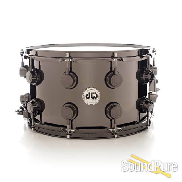 DW 8x14 Collectors Black Nickel over Brass Snare Drum-Black — image 1