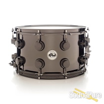 DW 8x14 Collectors Black Nickel over Brass Snare Drum-Black DW 8x14 Collectors Black Nickel over Brass Snare Drum-Black