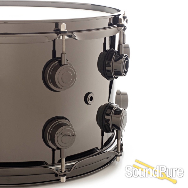 DW 8x14 Collectors Black Nickel over Brass Snare Drum-Black — image 4
