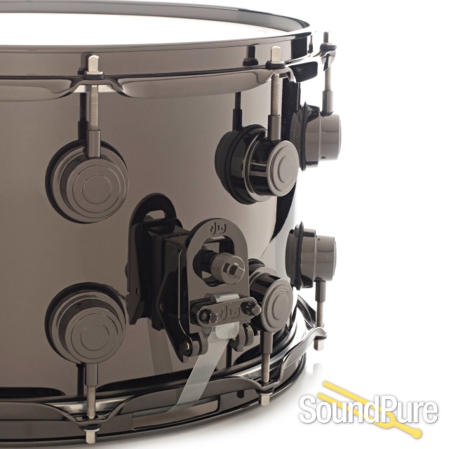 DW 8x14 Collectors Black Nickel over Brass Snare Drum-Black — image 5