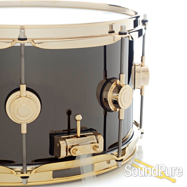 DW 7x13 Collectors Black Nickel  Brass Snare Drum - Gold — image 4