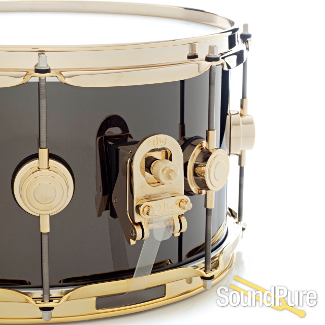 DW 7x13 Collectors Black Nickel  Brass Snare Drum - Gold — image 5