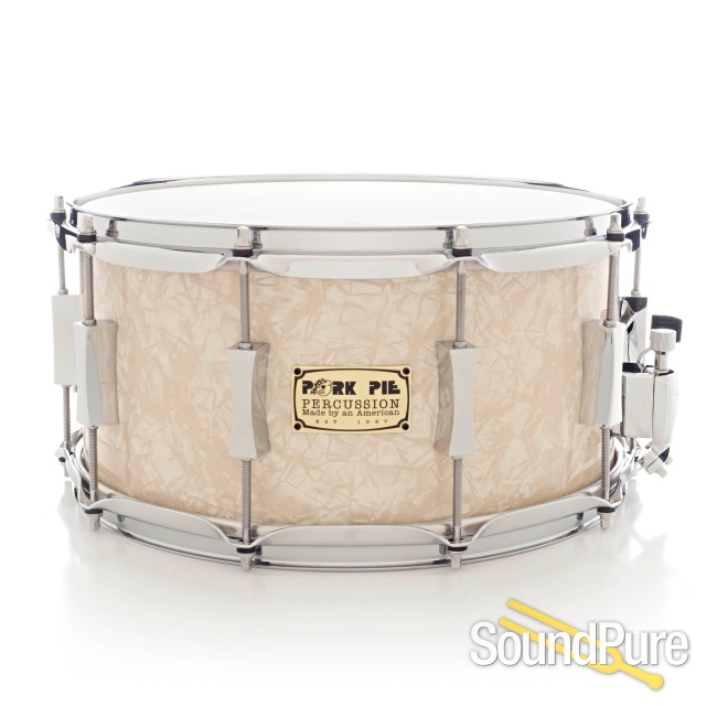 Pork Pie 7x14 Maple/Mahogany Snare Drum-Vintage Marine Pearl — image 1