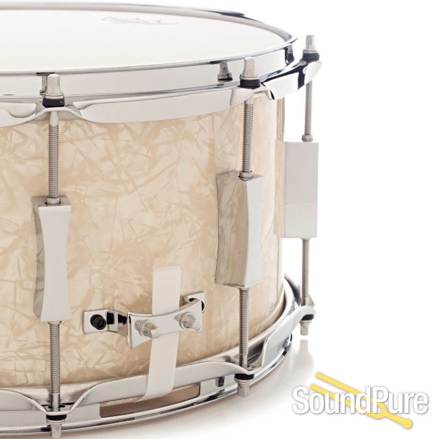 Pork Pie 7x14 Maple/Mahogany Snare Drum-Vintage Marine Pearl — image 3