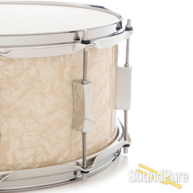 Pork Pie 7x14 Maple/Mahogany Snare Drum-Vintage Marine Pearl — image 4
