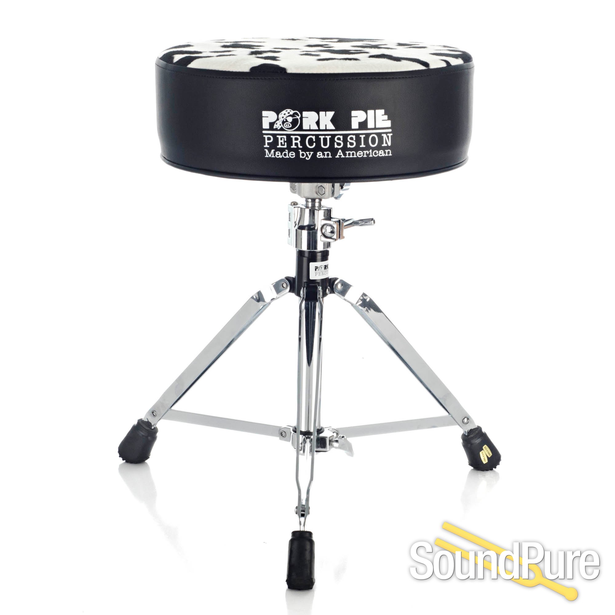 Pork Pie Percussion Round Drum ThroneBlack/Cow