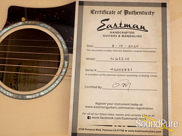 Eastman AC622CE Spruce/Maple Acoustic Guitar #M2005831 — image 6