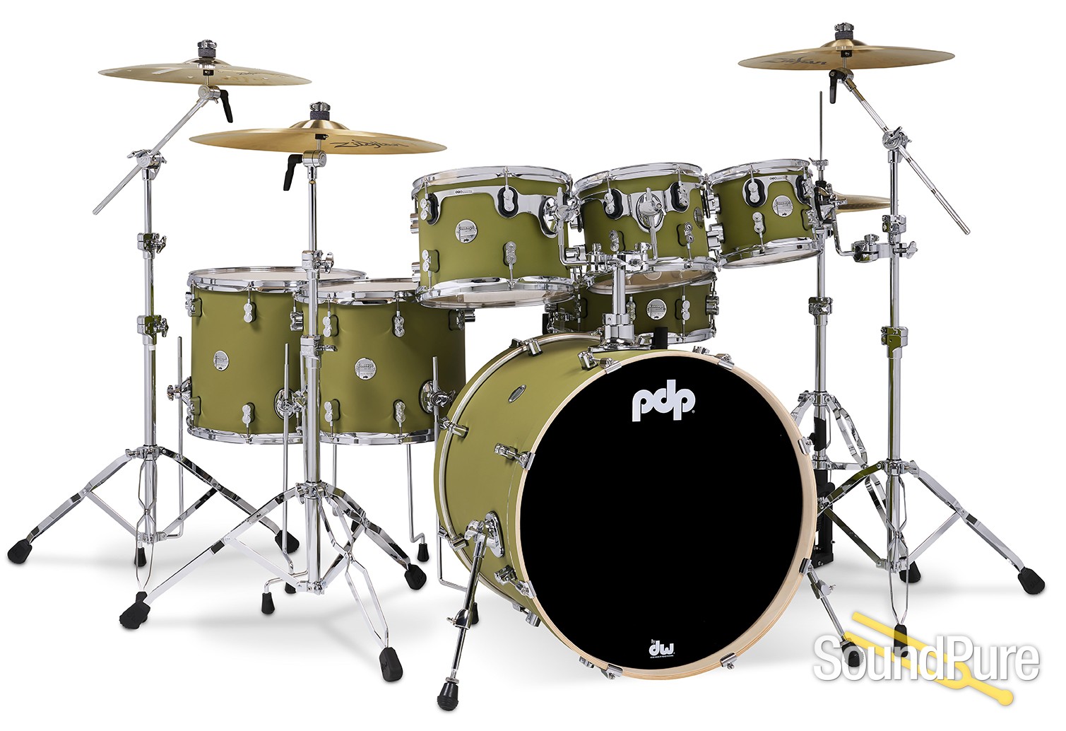PDP 7pc Concept Maple Drum Set Satin Olive 647139550893 eBay