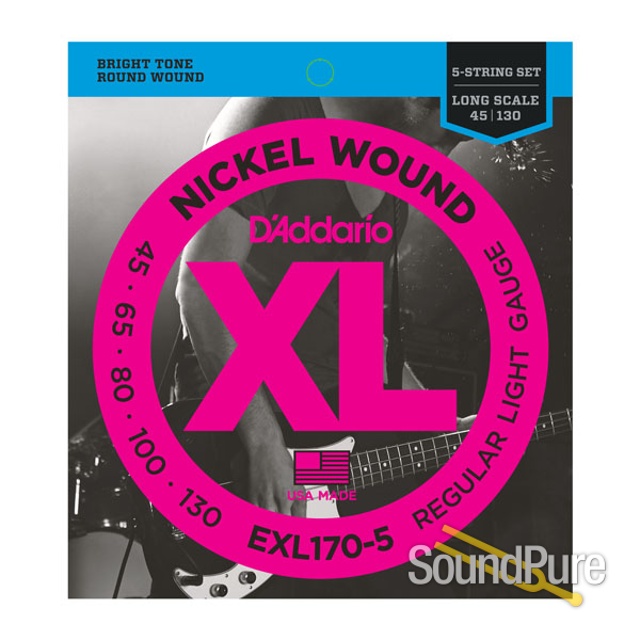 D'Addario EXL170-5 Light Nickel Wound Electric Bass Strings — image 1