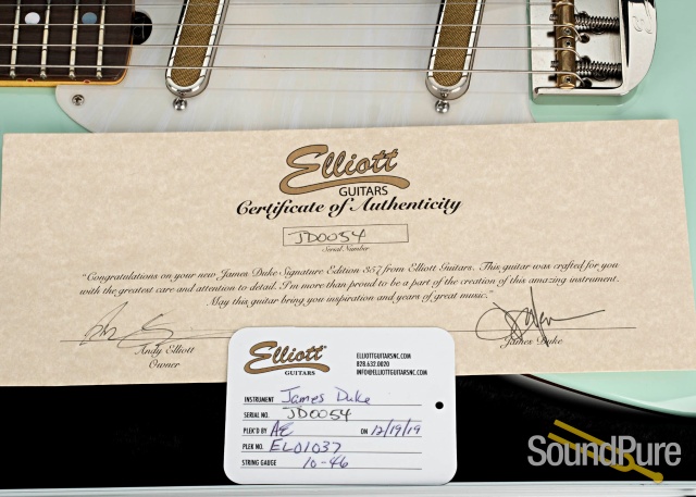 Elliott James Duke 357 Surf Green Guitar #JD0054 - Used — image 3