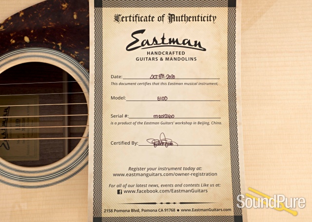 Eastman E10D Addy/Mahogany Acoustic Guitar #M2012160 — image 3