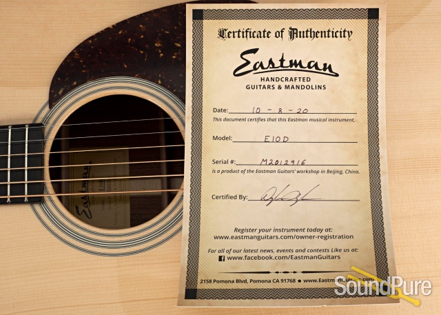 Eastman E10D Addy/Mahogany Acoustic Guitar #M2012916 — image 3