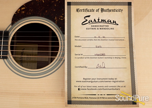 Eastman E10D Addy/Mahogany Acoustic Guitar #M2012392 — image 3