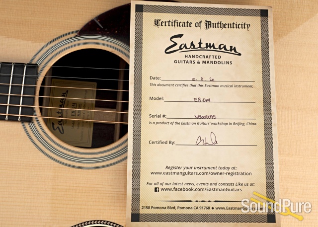 Eastman E8OM Sitka/Rosewood Acoustic #M2005095 — image 3