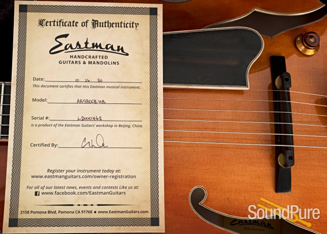 Eastman AR580CE-HB Honey Burst Archtop Guitar #L2000462 — image 6