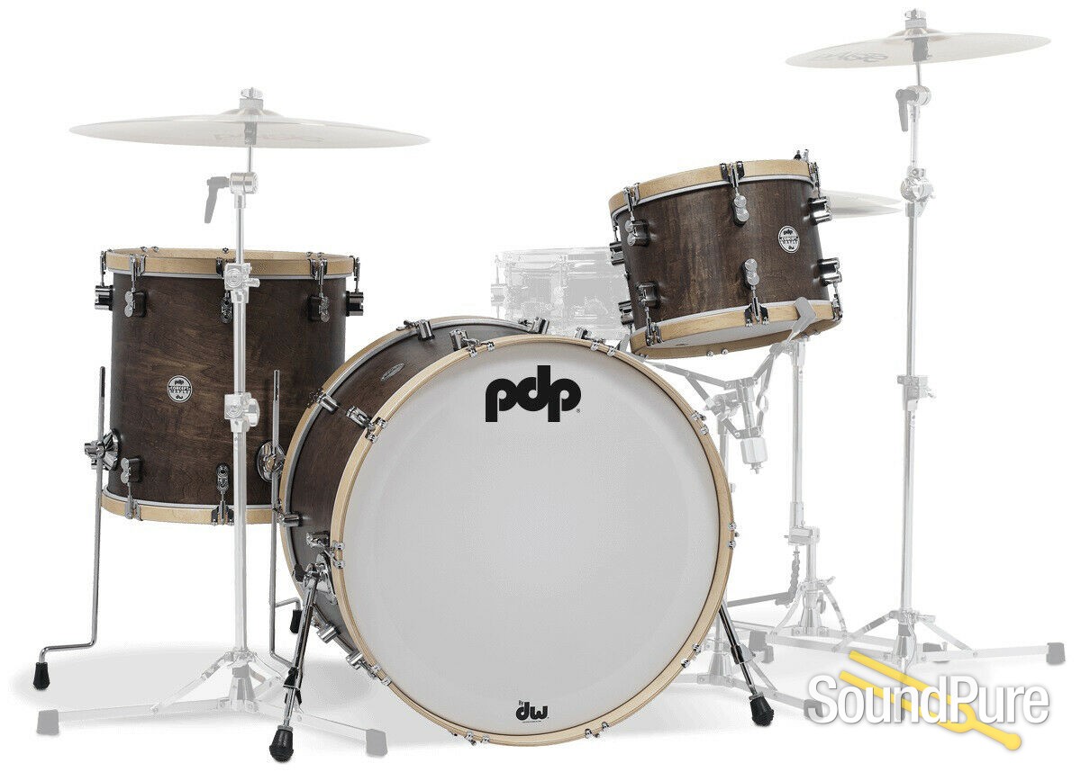 PDP 3pc Concept Classic Wood Hoop Drum Set Walnut Stain24"