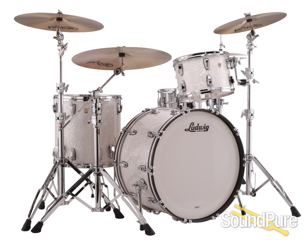 Ludwig 3pc Classic Maple Fab Drum Set White Marine Pearl