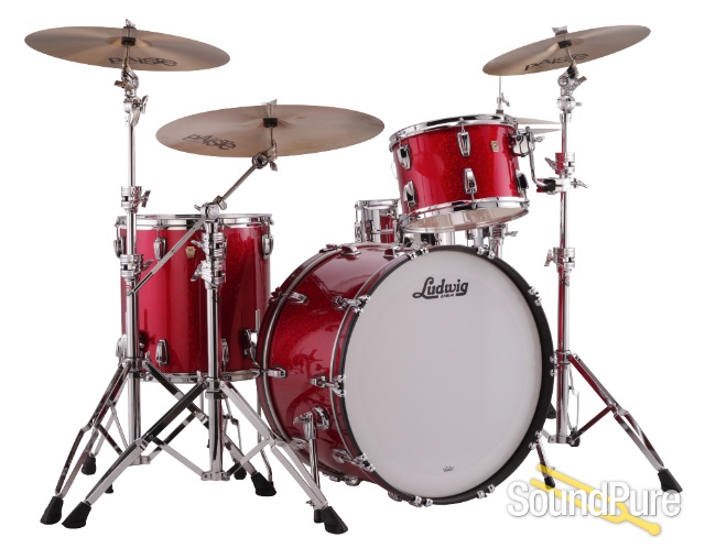 Ludwig 3pc Classic Maple Fab Drum Set Red Sparkle