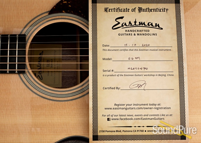 Eastman E6OM Sitka/Mahogany Acoustic Guitar #M2010470 — image 10