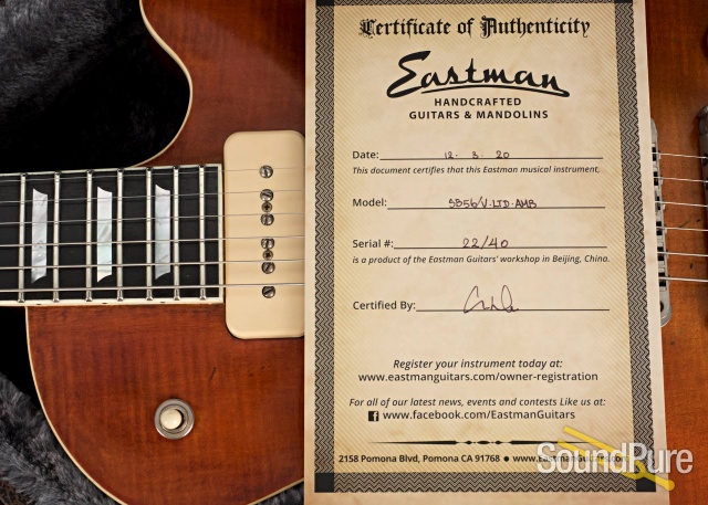 Eastman SB56/v-LTD-AMB Amber Varnish Electric Guitar #22/40 — image 5