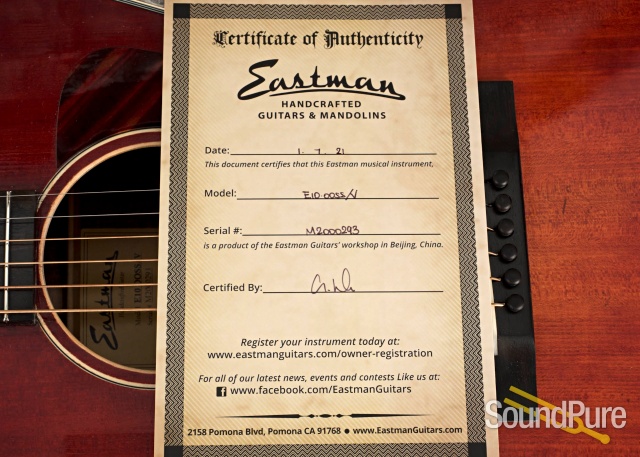 Eastman E10OOSS/V Adirondack/Mahogany Acoustic #M2000293 — image 6