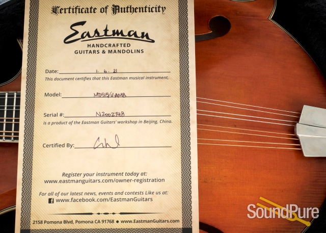 Eastman MD515/v Amber F-Style Mandolin #N2002748 — image 5