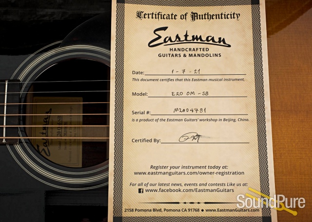 Eastman E20OM-SB Adirondack/Rosewood Acoustic #M2004781 — image 6