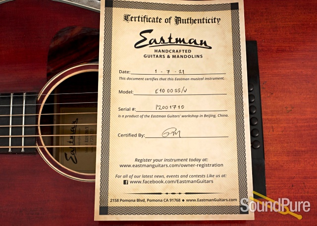 Eastman E10OOSS/V Adirondack/Mahogany Acoustic #M2001710 — image 6