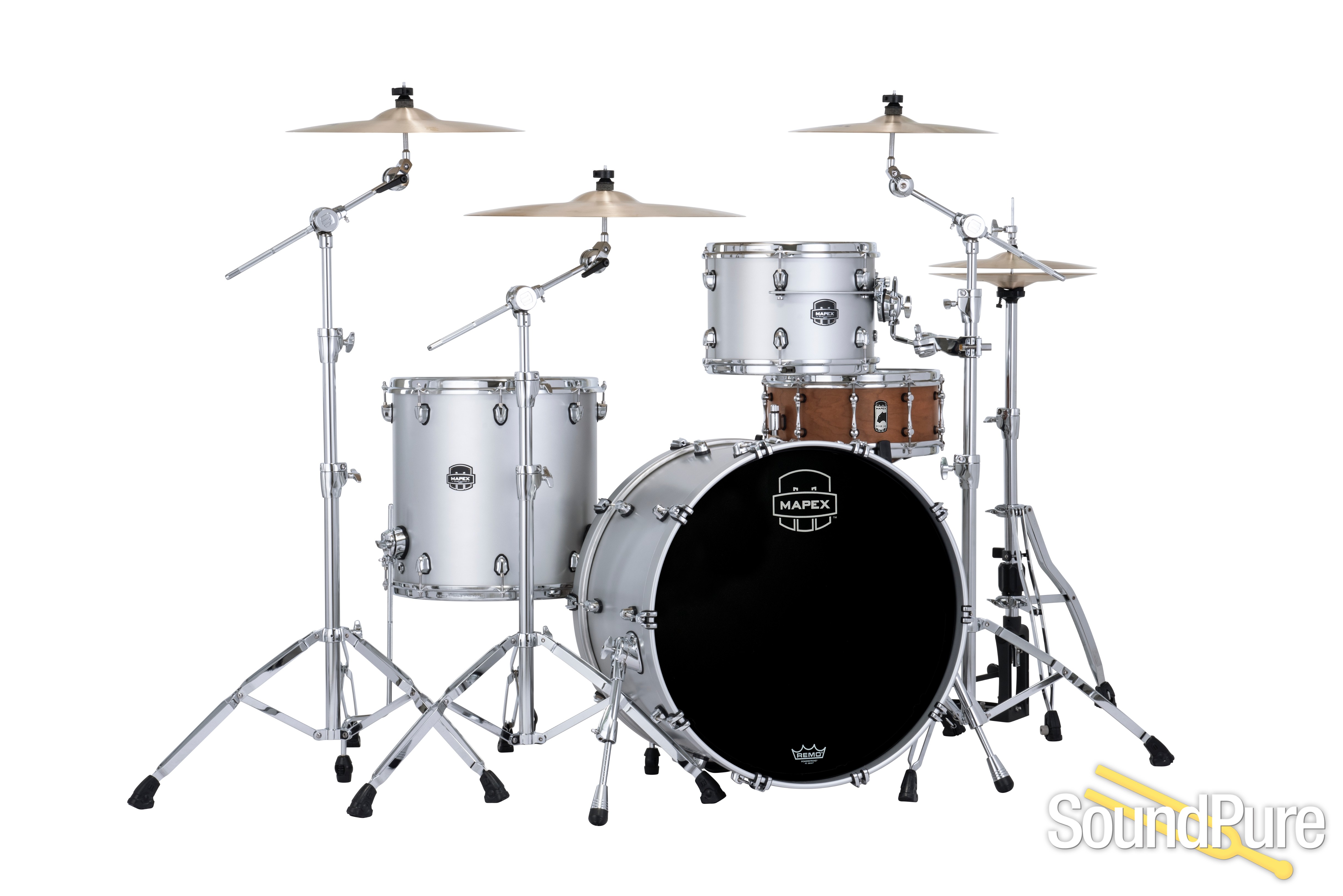 Mapex 3pc Saturn Evolution Hybrid Drum Set Iridium Silver