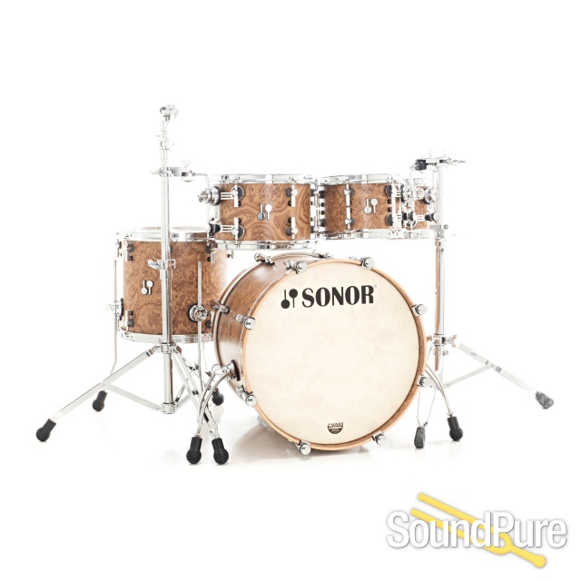 Sonor 5pc SQ2 Vintage Maple Studio Drum Set Chocolate Burl — image 1