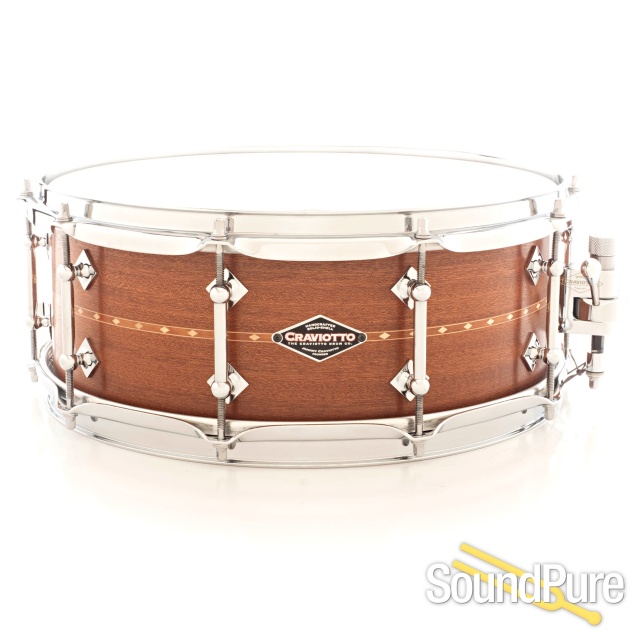 Craviotto 5.5x14 Sapele Custom Shop Snare Drum w/Inlay — image 1