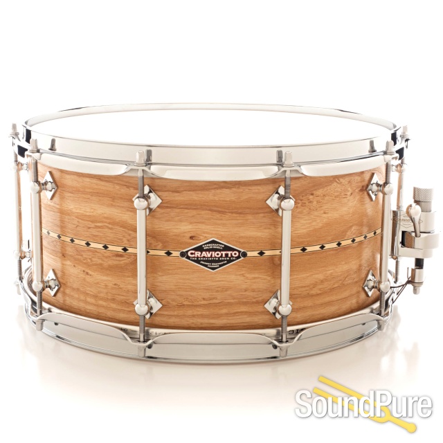 Craviotto 6.5x14 Ash Custom Shop Snare Drum w/ Inlay — image 1