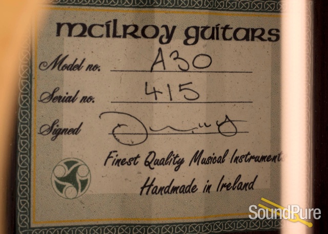 McIlroy A30 Sitka/IRW Mid-Size Jumbo Acoustic #415 - Used — image 3
