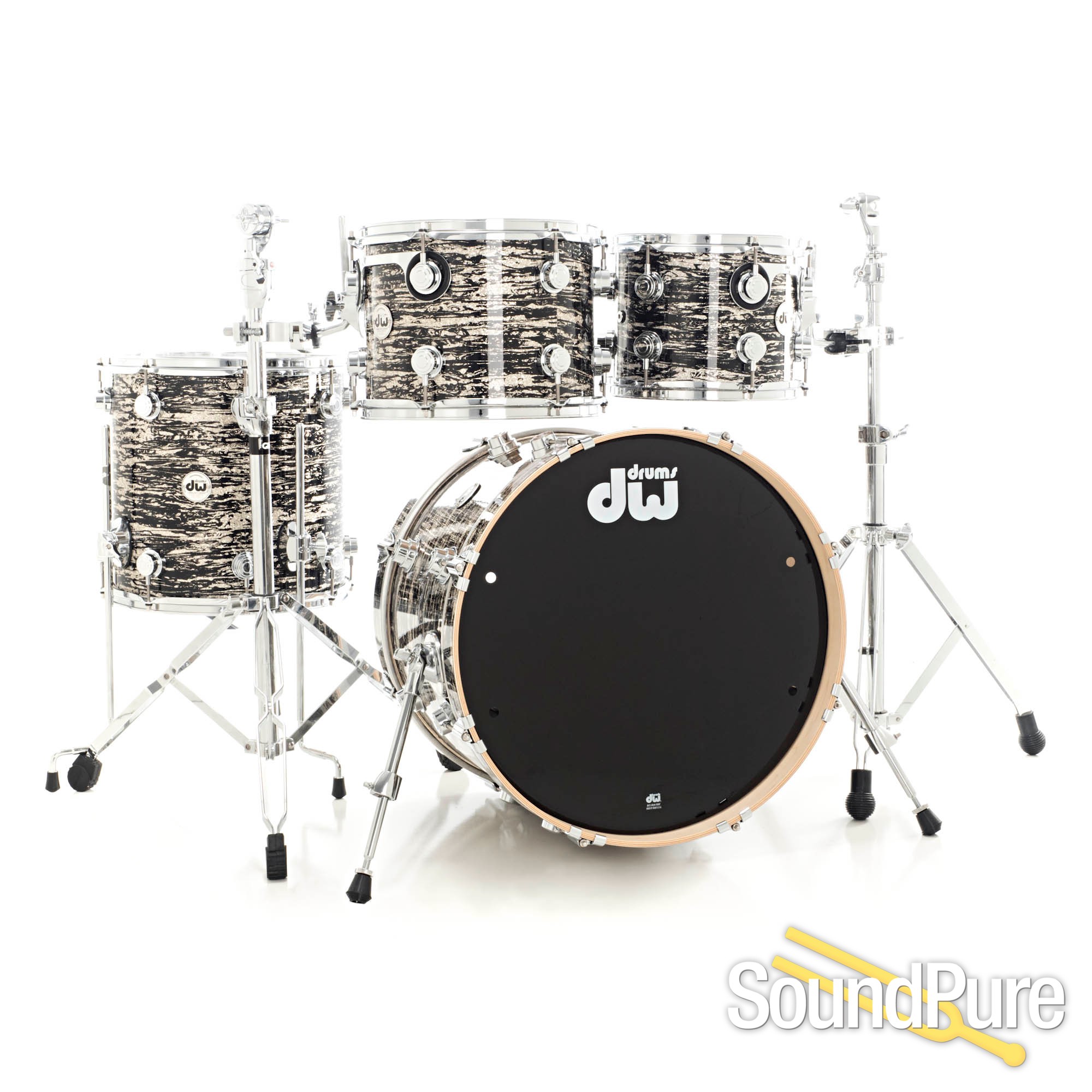 DW 4pc Collectors Series Maple Drum SetBlack Oyster Glass
