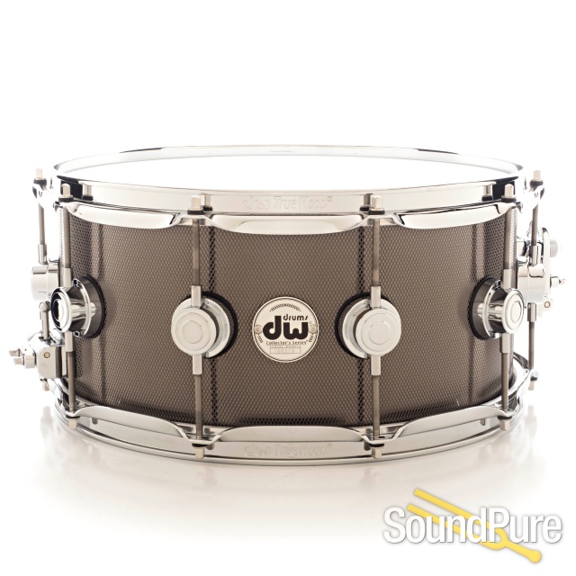 DW 6.5x14 Collectors Knurled Black Nickel Steel Snare Drum — image 1
