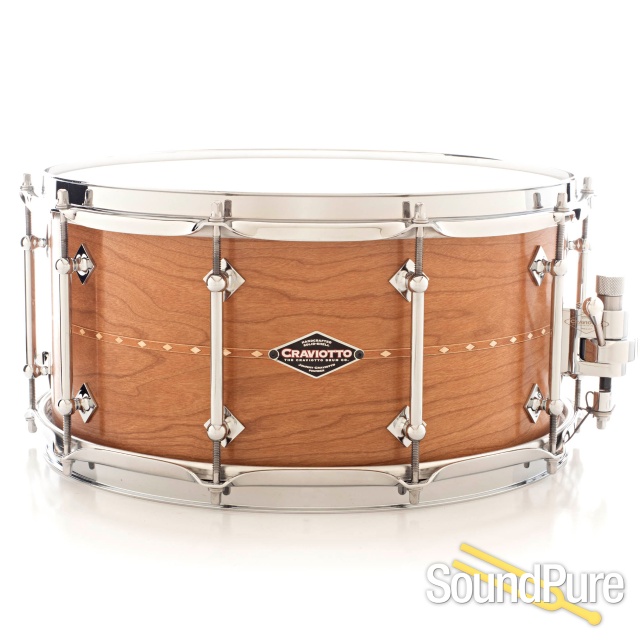 Craviotto 7x14 Cherry w/Cherry Inlay Custom Snare Drum — image 1
