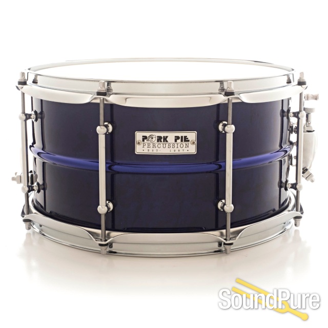 Pork Pie 7x13 Painted Brass Snare Drum - Cobalt Blue — image 1