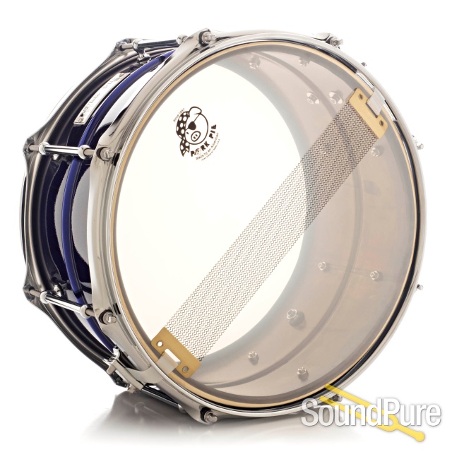 Pork Pie 7x13 Painted Brass Snare Drum - Cobalt Blue — image 2