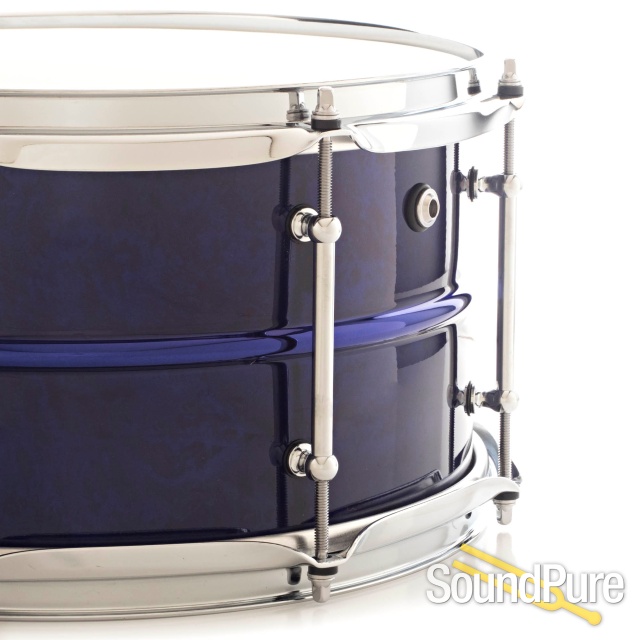 Pork Pie 7x13 Painted Brass Snare Drum - Cobalt Blue — image 3