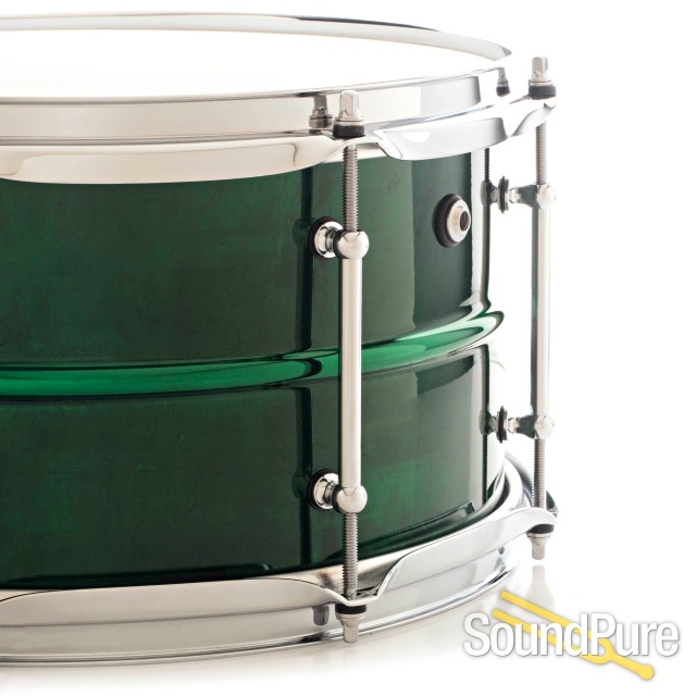 Pork Pie 7x13 Painted Brass Snare Drum - Candy Green — image 3