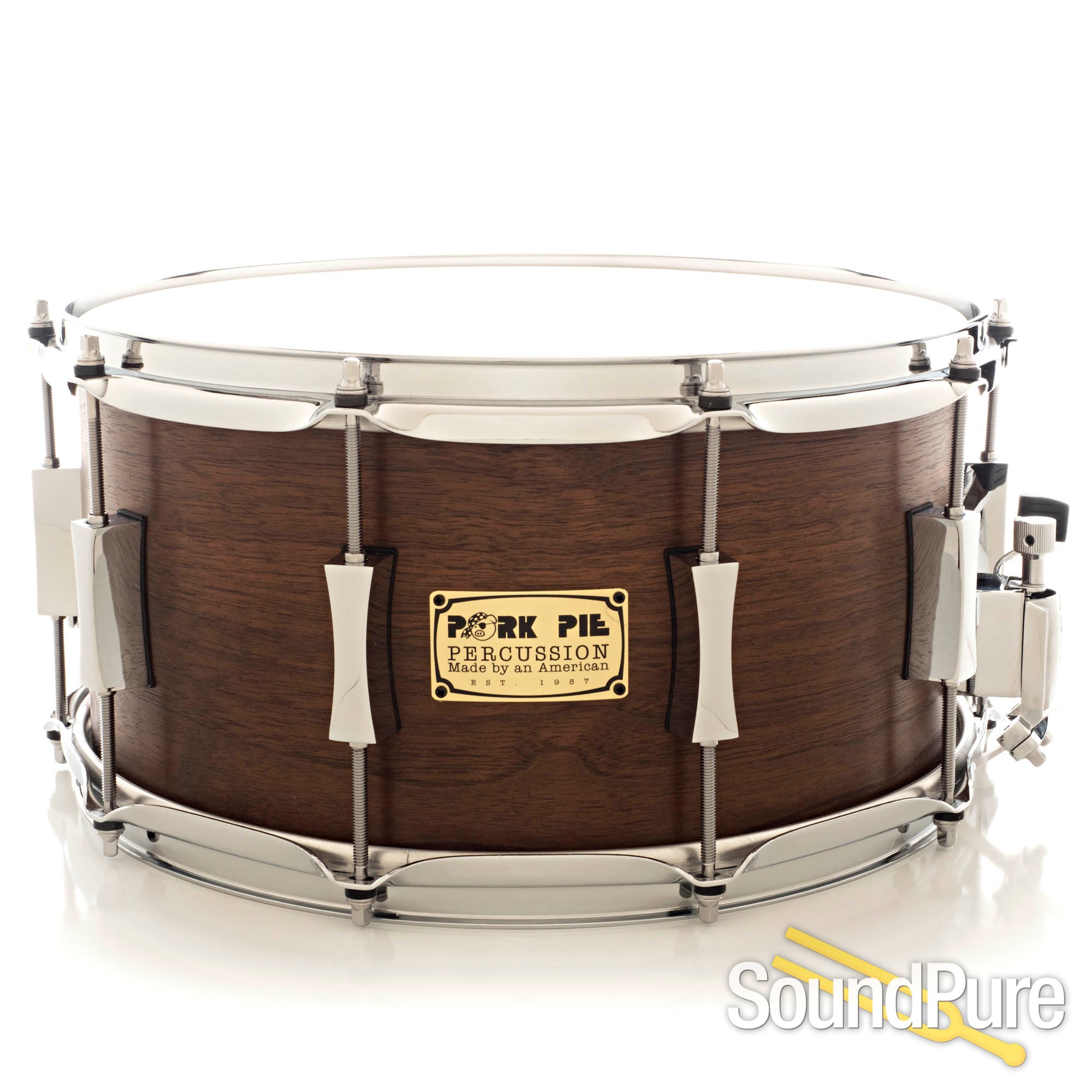 Pork Pie 7x14 Maple Snare DrumFigured Walnut Veneer