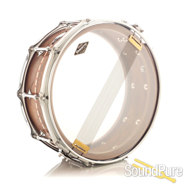 Craviotto 5.5x14 Walnut Custom Shop Snare Drum w/Red Inlay — image 2