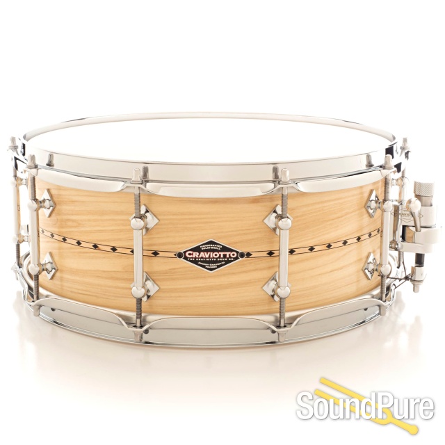 Craviotto 5.5x14 Poplar Custom Shop Snare Drum w/ Inlay — image 1