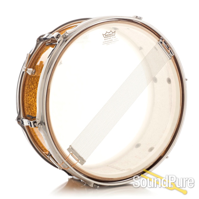 Ludwig 5x14 Pioneer Snare Drum 1960s Gold Sparkle — image 2