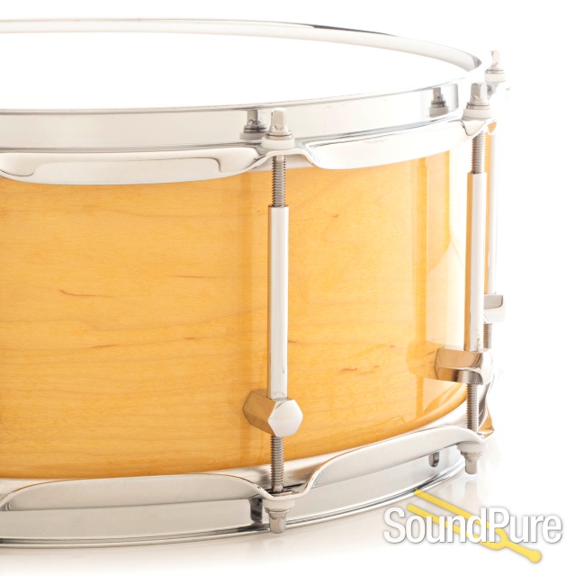 Noble & Cooley 6x14 SS Classic Maple Snare Drum-Yellow — image 3