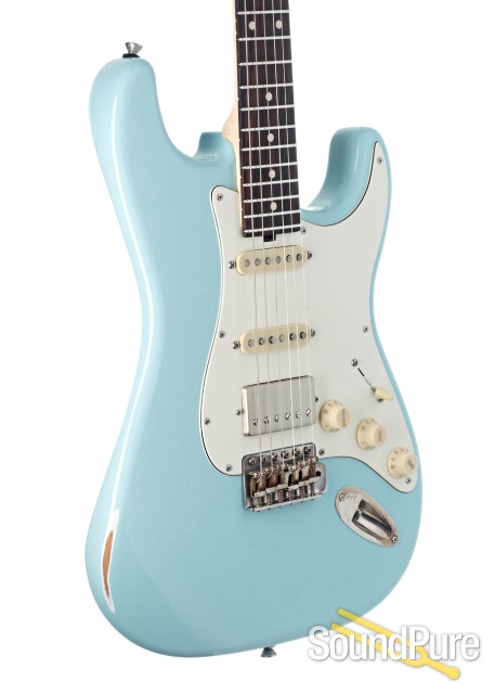 Tuttle Worn Custom Classic S Daphne Blue HSS Electric #671 — image 3