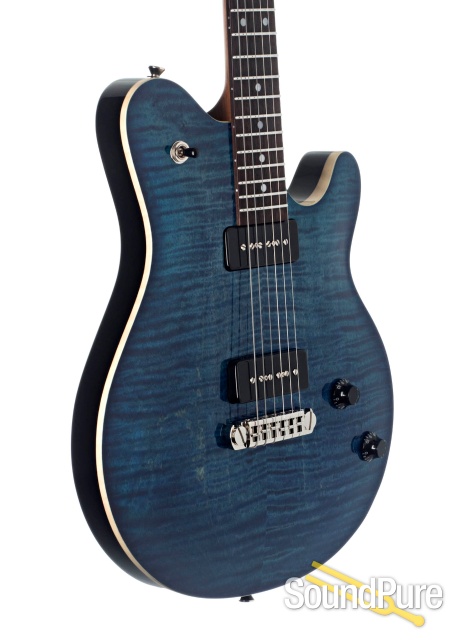 Tuttle Carve Top Deluxe Trans Blue Guitar #25 - Used — image 3