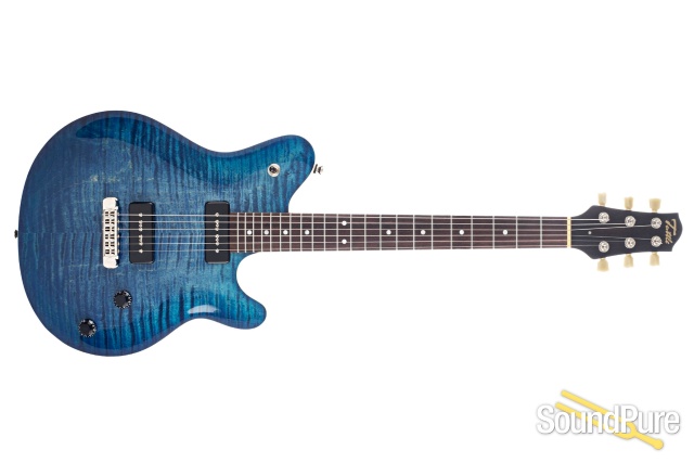 Tuttle Carve Top Deluxe Trans Blue Guitar #25 - Used — image 8