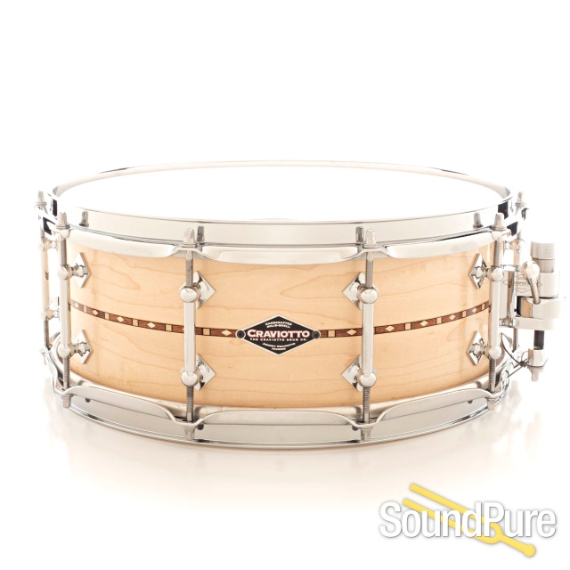 Craviotto 5.5x14 Maple Custom Snare Drum Walnut Inlay BB/BB — image 1