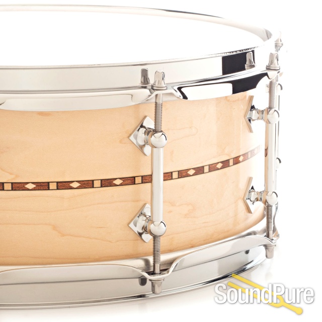 Craviotto 5.5x14 Maple Custom Snare Drum Walnut Inlay BB/BB — image 3